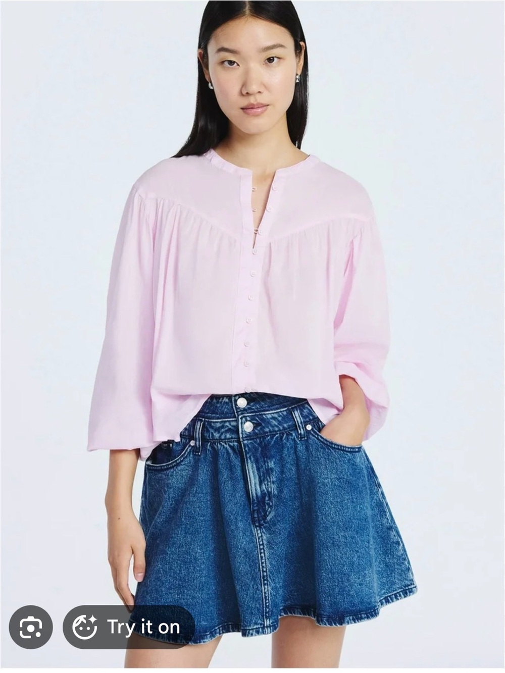 Scoop Plus Size Light Purple Pink Flowy Lightweight Long Sleeve Blouse Size XXL